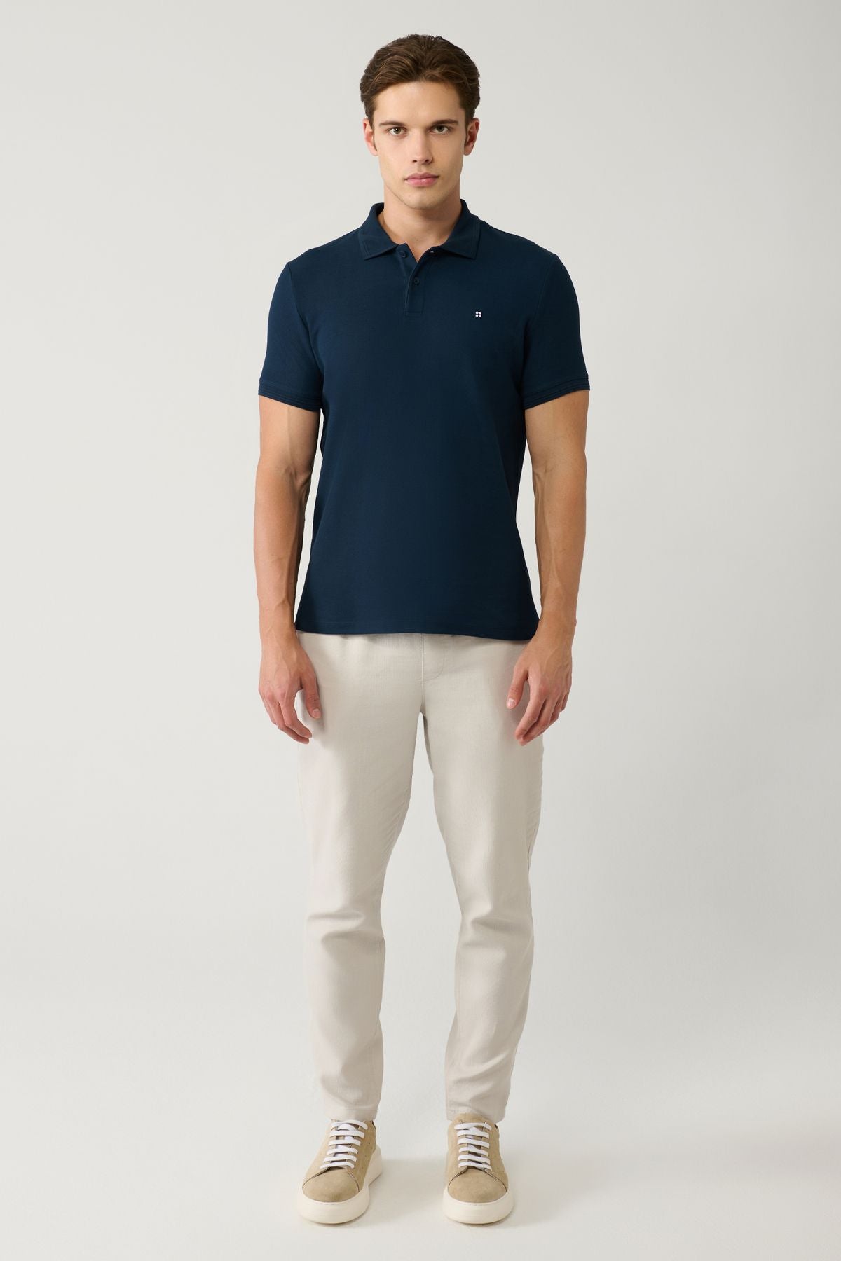 Men's Navy 100 %Cotton Fast Drying Polo Yaka T-shirt B001032