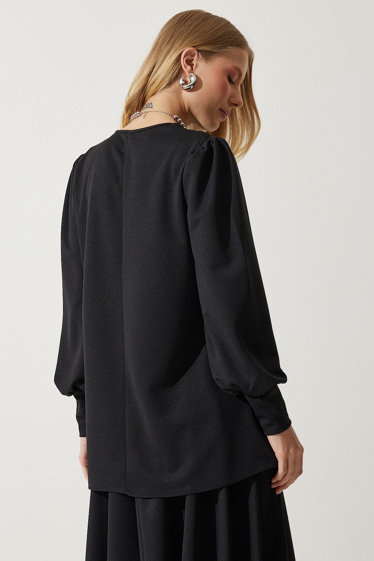 Women's Black Tunic Skirt Knitting Set DD01317