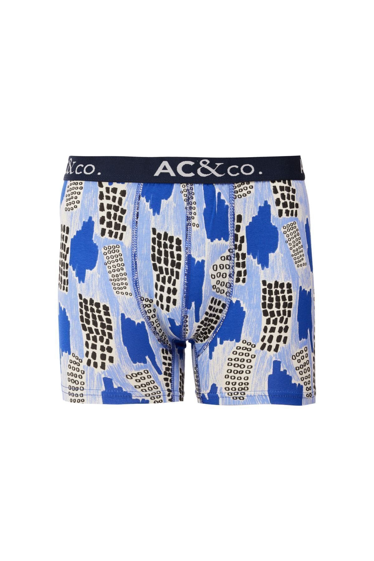 Men's Navy-Gri Cotton Patterned Patterned 3-Boxer Package