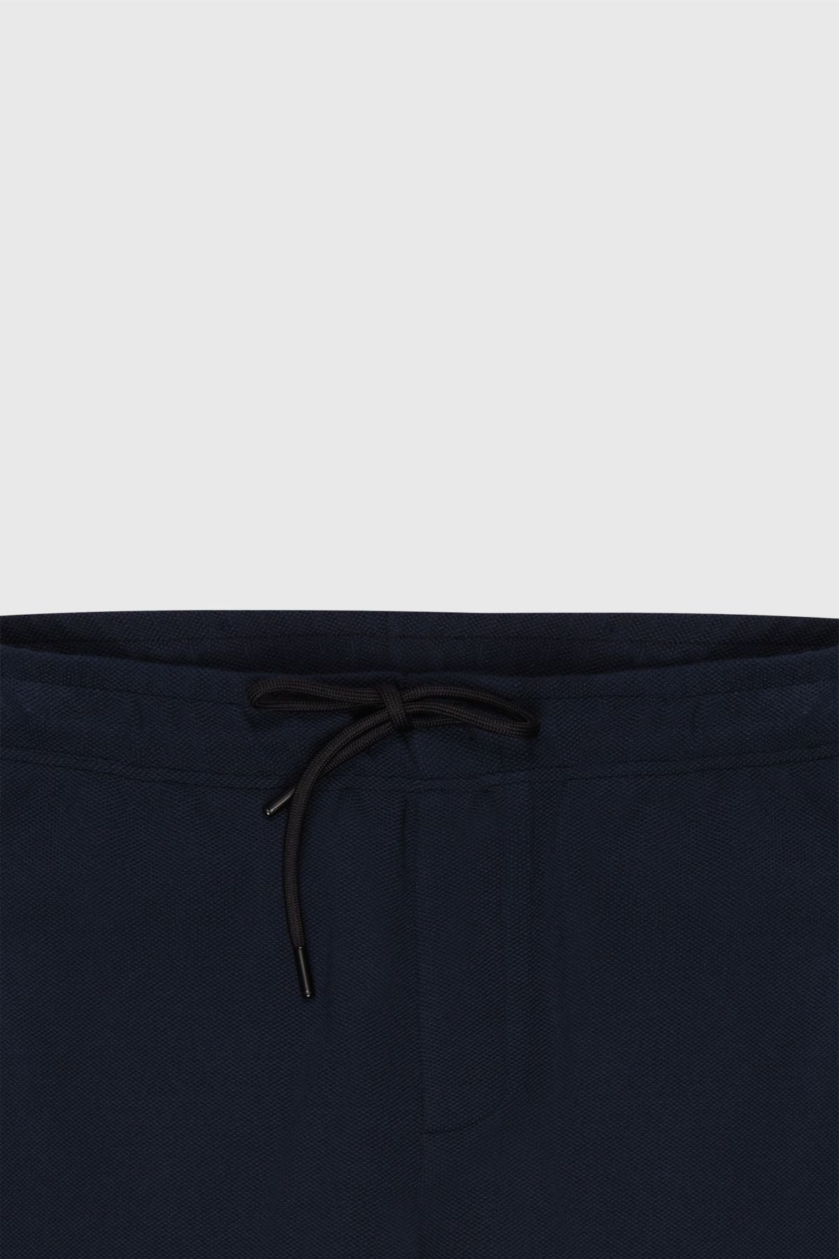 Men's Navy Blue Standard Fit Normal Cutting Pocket Flexible Knitting Pants