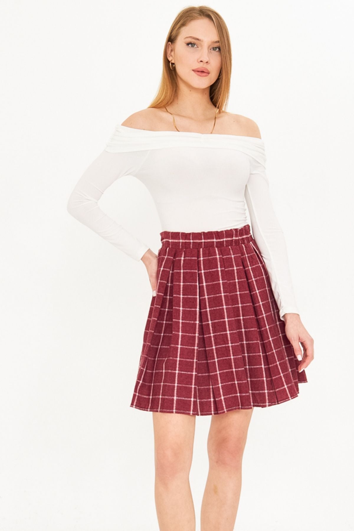 Woman Koyubordo Plaid Short Clash Skirt ARM-22K001014