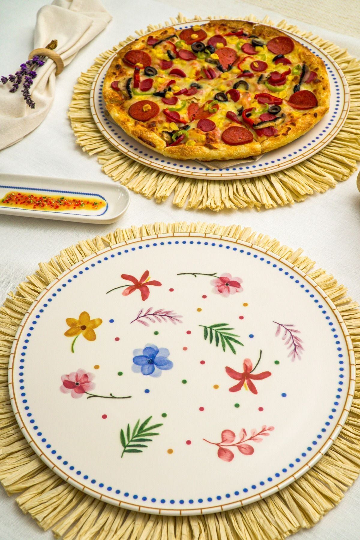 Dalya 32 cm 2 Porcelain Pizza and Service Plate