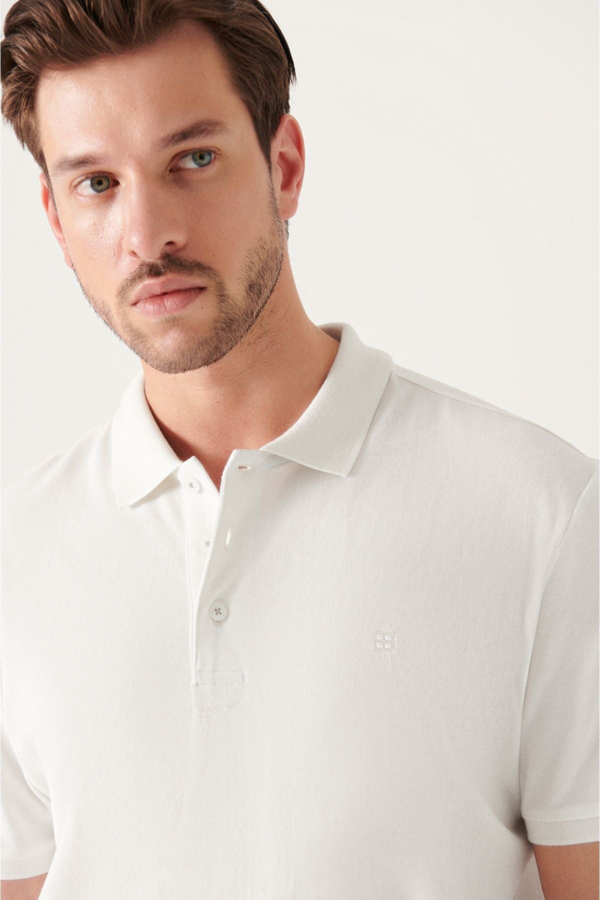 Men's white 100 %cotton cool, Polo Yaka T-shirt E001004