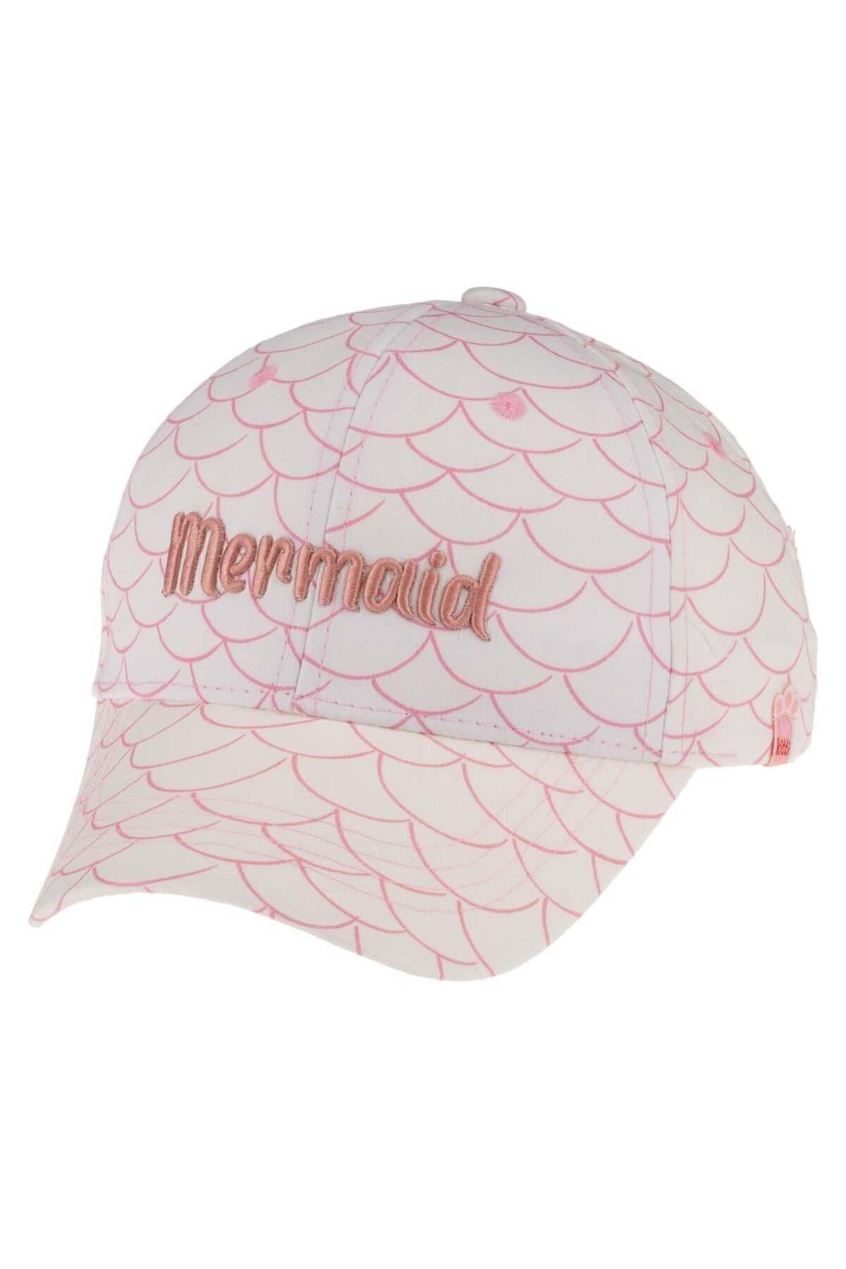 Writing Embroidered Girl Hat 4-8 Years White