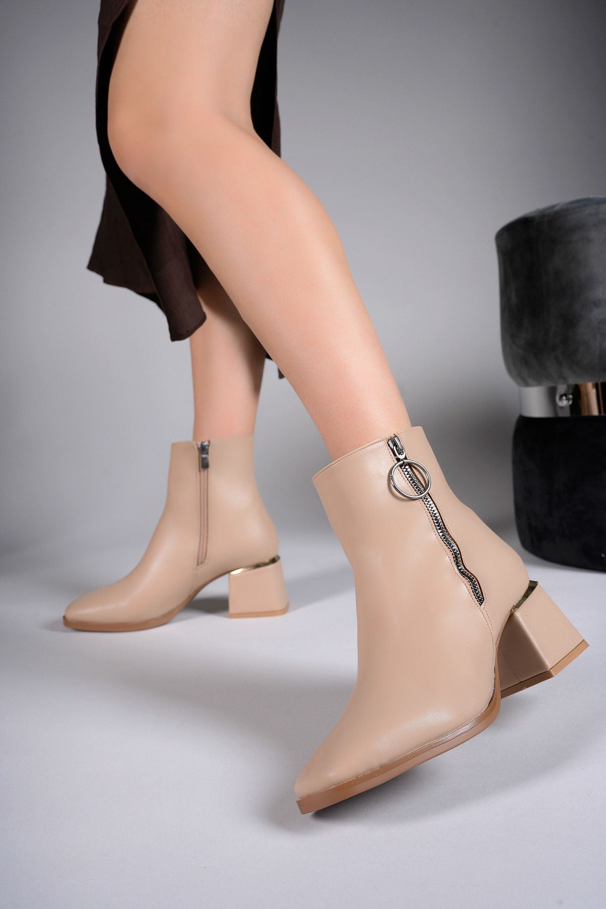 Female Zippered Boot 0012629 Nude Skin