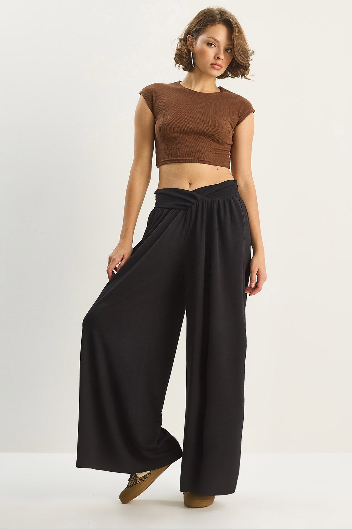 Women's Asymmetrical Waist Detailed Pocket Comfortable Modal Trousers 2137 60283657