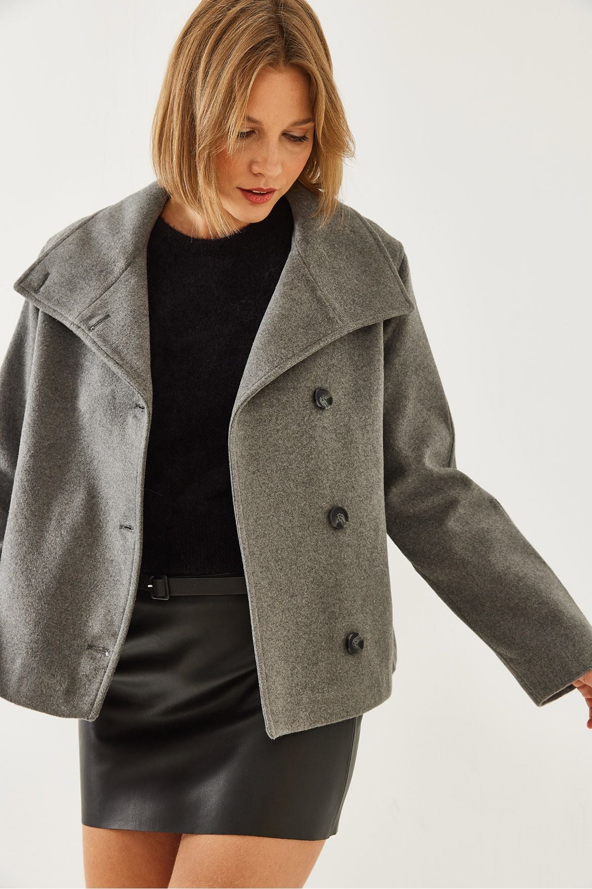Female Cruve Yaka buttoned stamp jacket 1106 60251924
