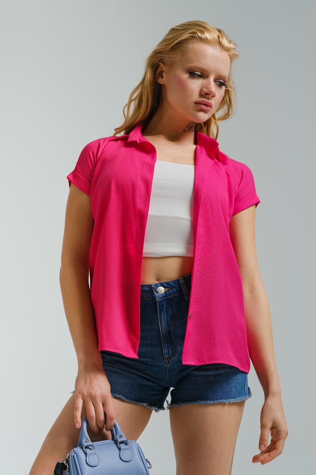 Women's Fuchsia Short Sleeve Shirt ARM-19Y001065