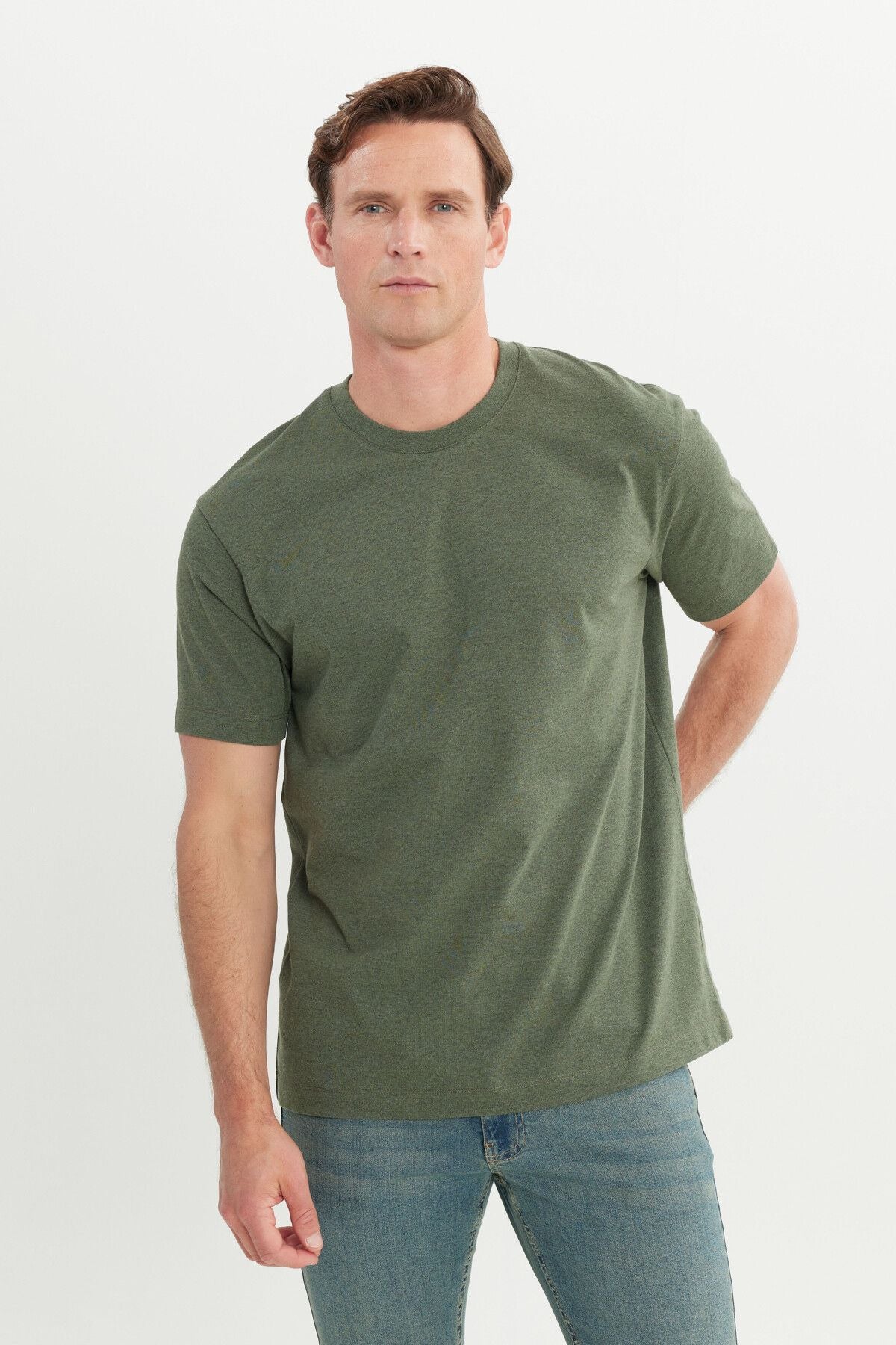 Men's Khaki Cotton Modern Fit Casual Cut Bicycle T -shirt