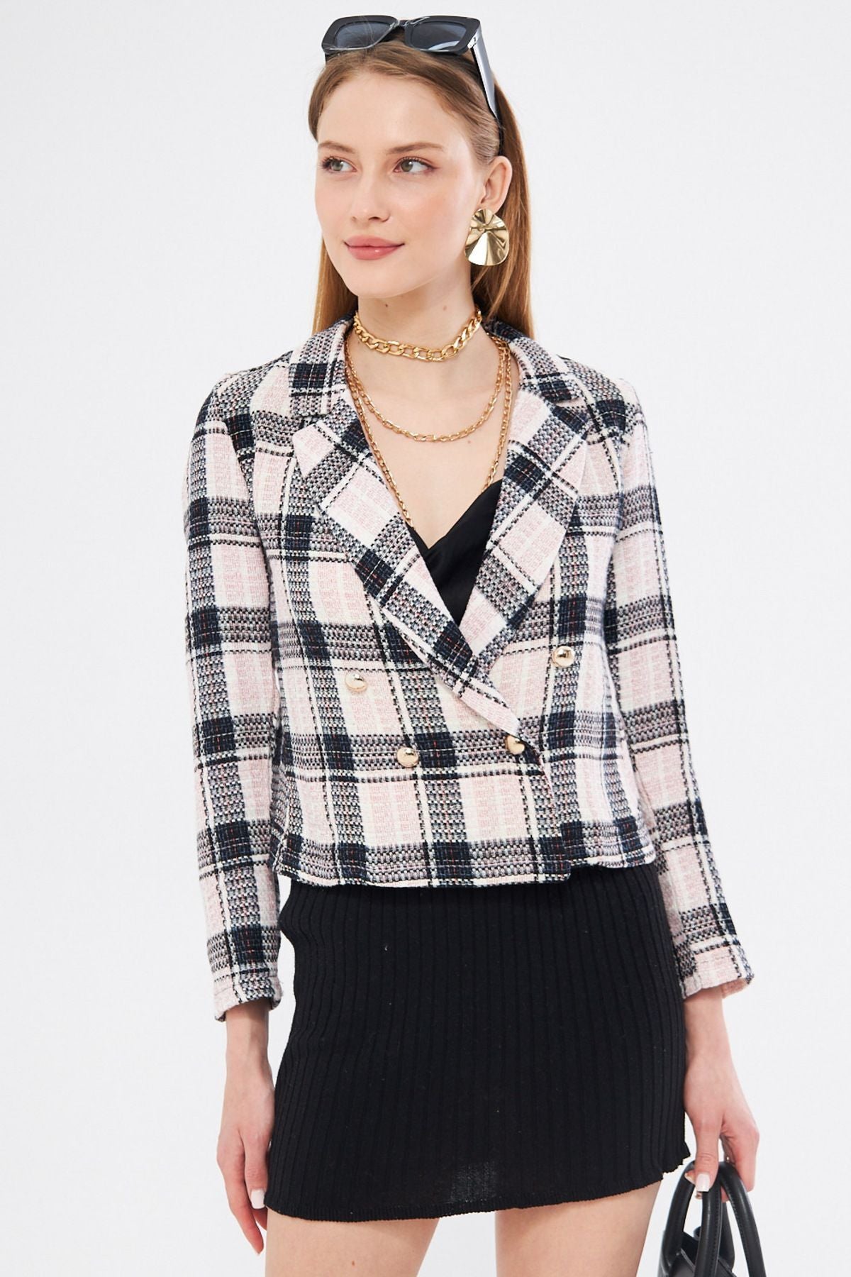 Woman Open Powder Cruve Cruve Tüvit Crop Jacket ARM-24K001014