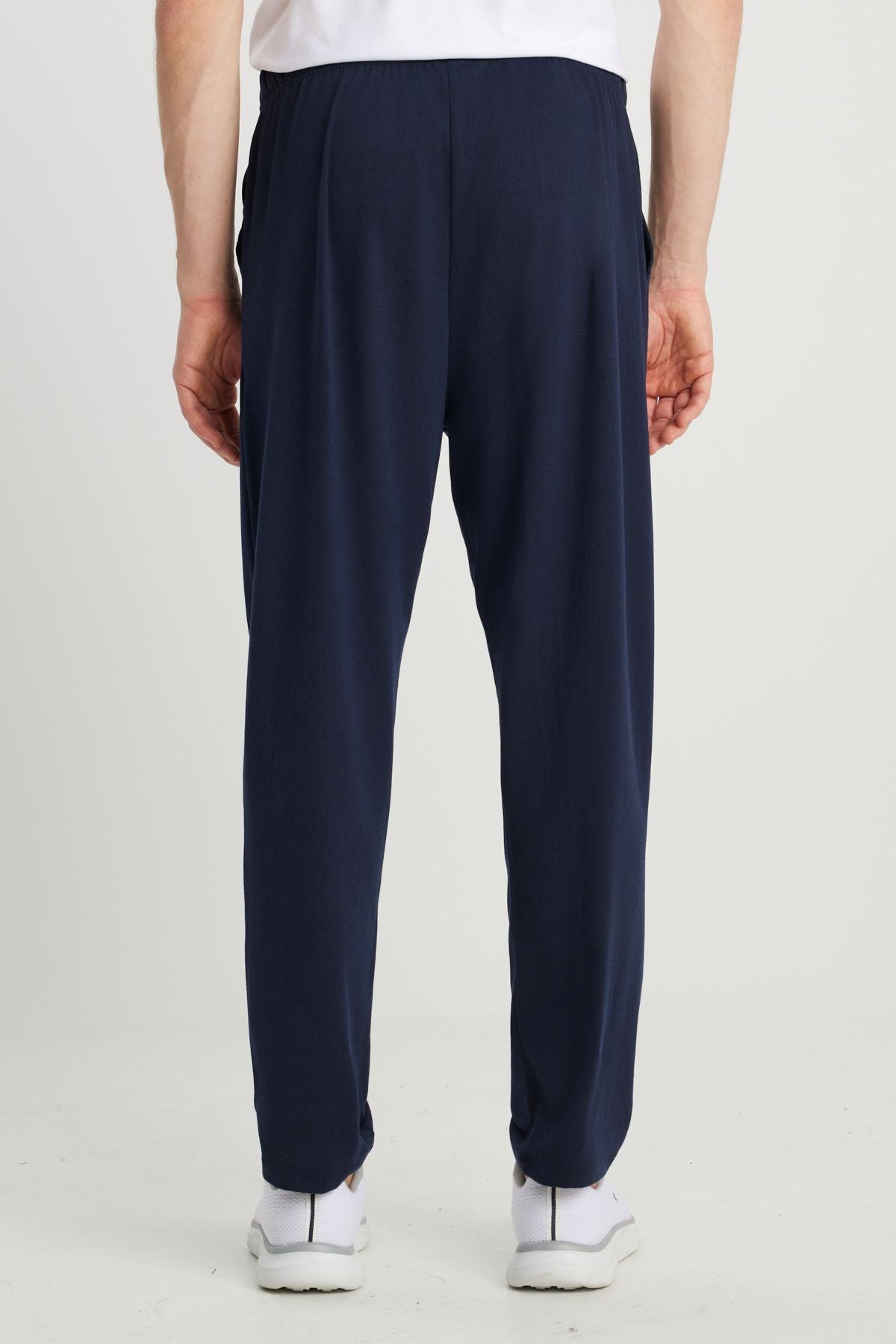 Men's navy blue-white cotton comfortable V-neck waist rubber pocket pajama set