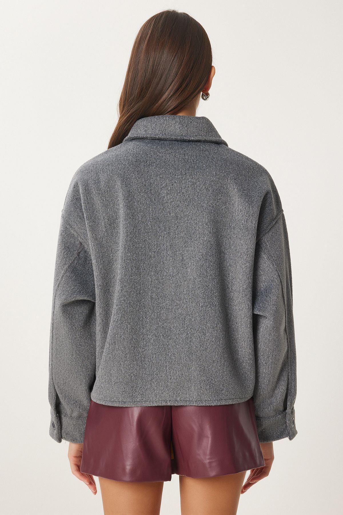 Female anthracite wide pocket soft stamp jacket FN03445