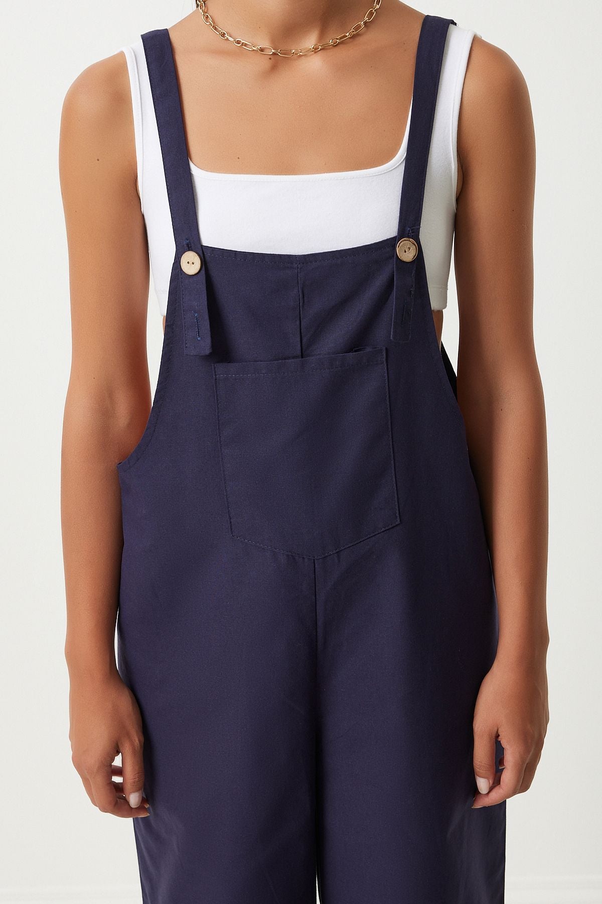 Female Navy blue strap thin gabardin summer gardener tulum ky00011
