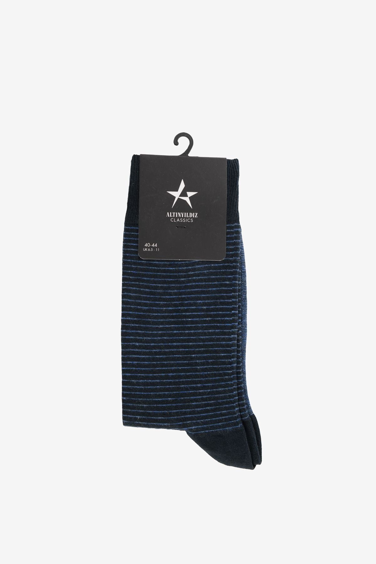 Men's navy blue-blue patterned bamboo single socks