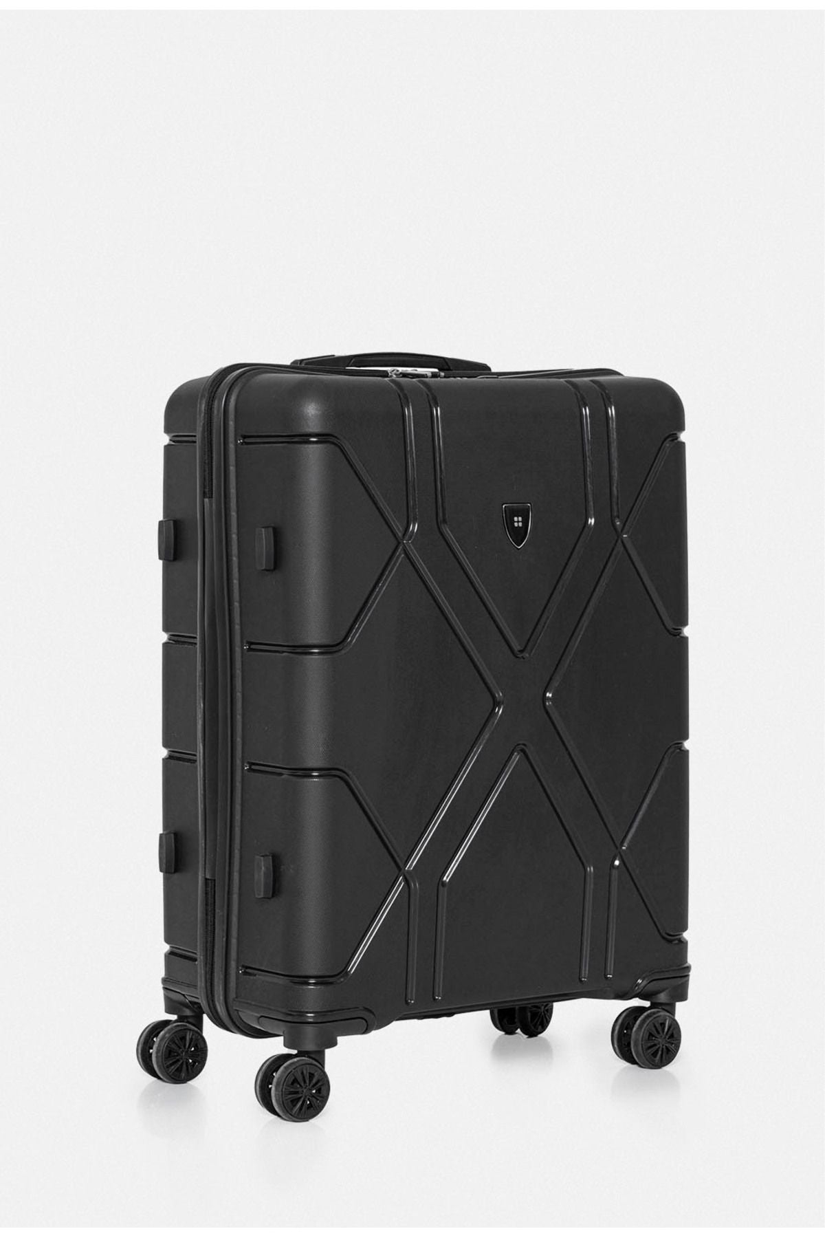 Men's black unbreakable polypropylene light medium size suitcase B008101