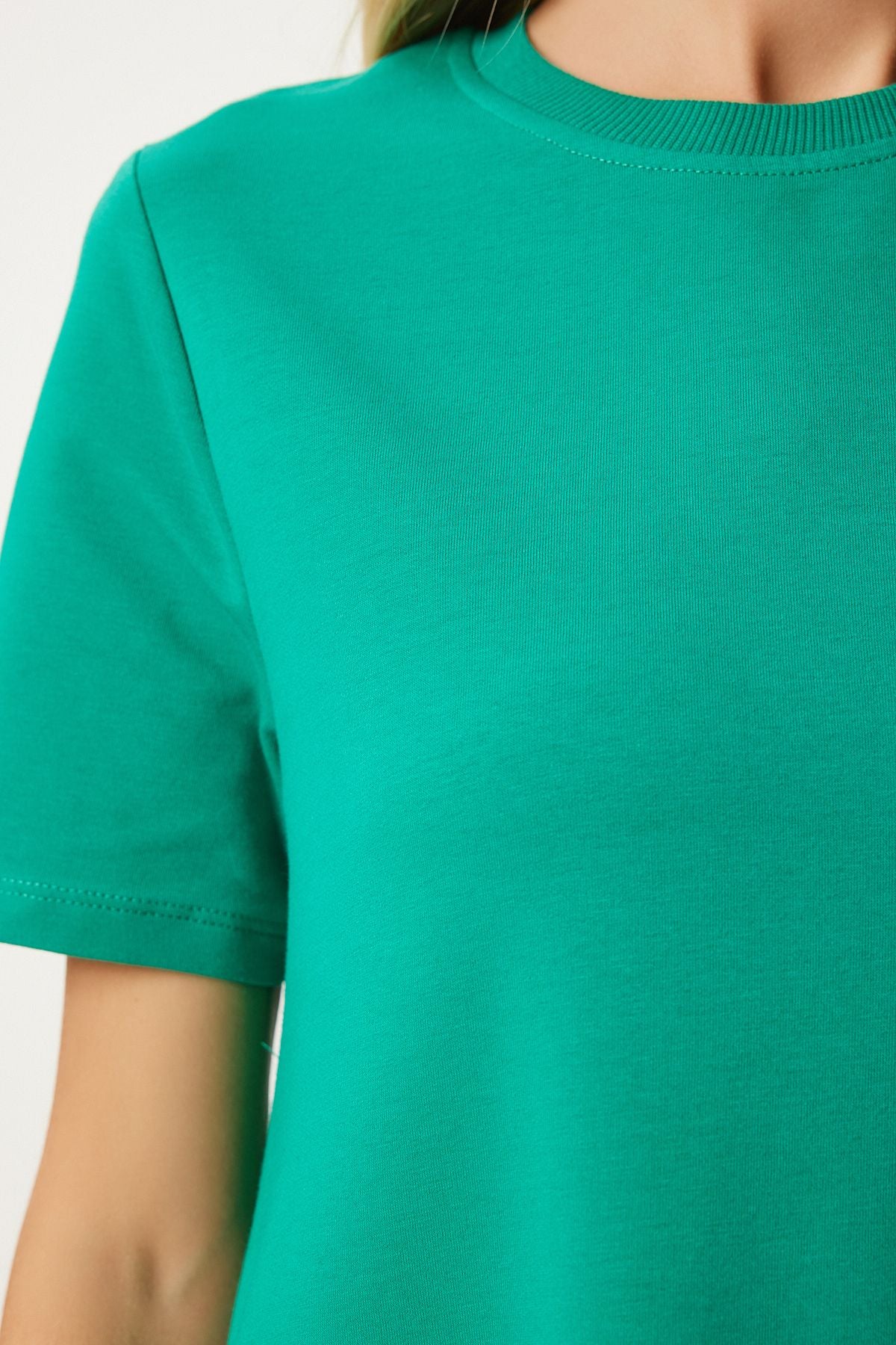 Women's Green A Cut Summer Combed Dress Ub00060