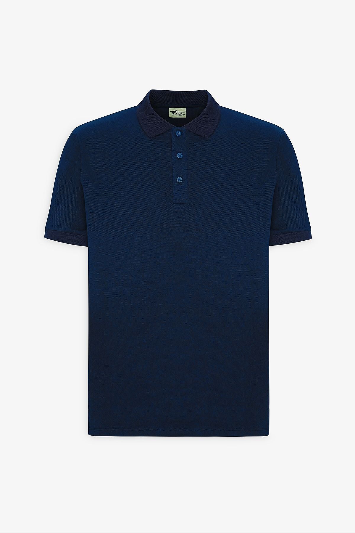 Men -Plugging Cotton Fabric Slim Fit Navy Cut Navy Blind Navy Blind Polo Yaka T -shirt