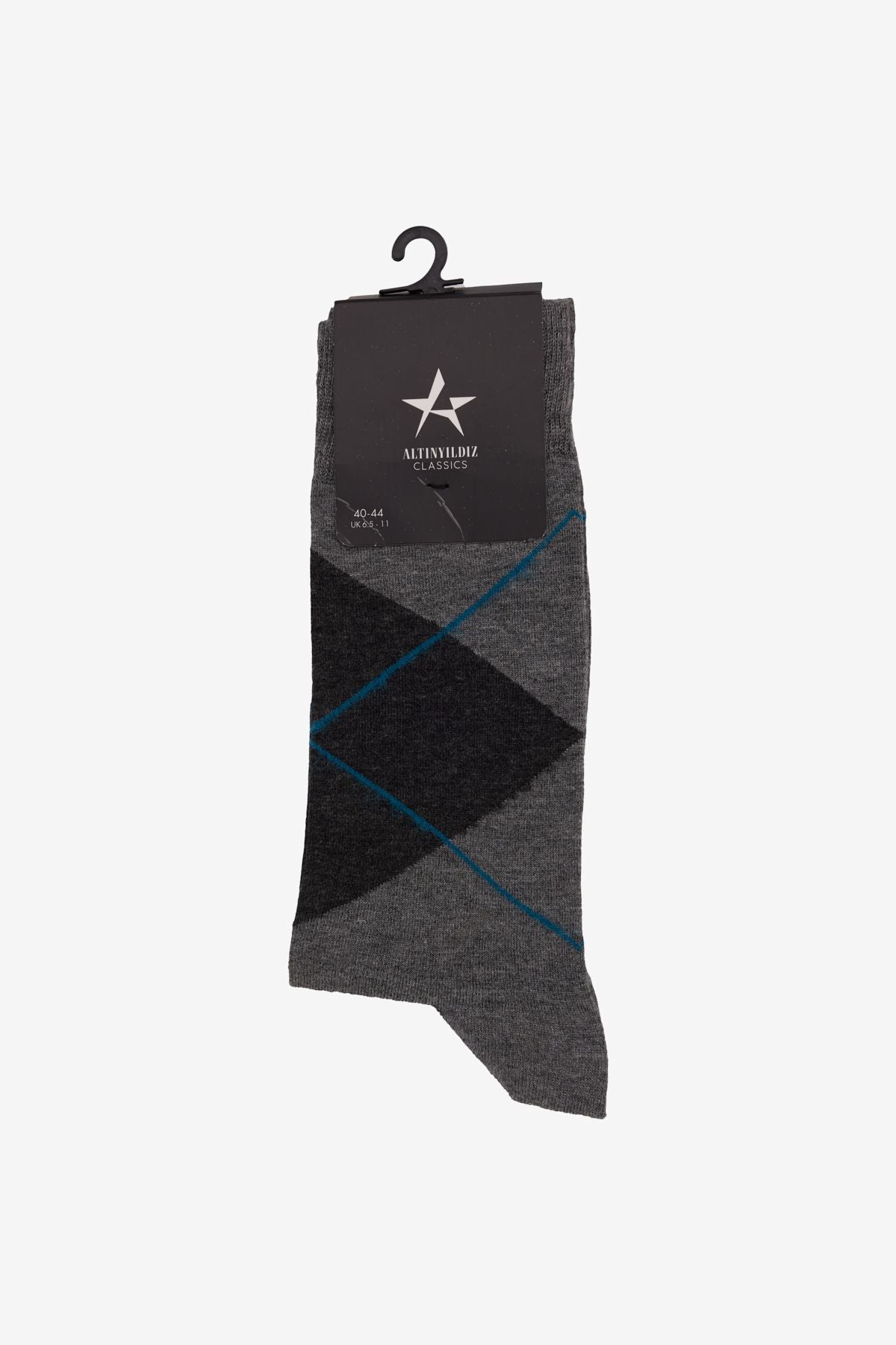 Men's Gray-Antrasite Patterned Bambulu Society Socks