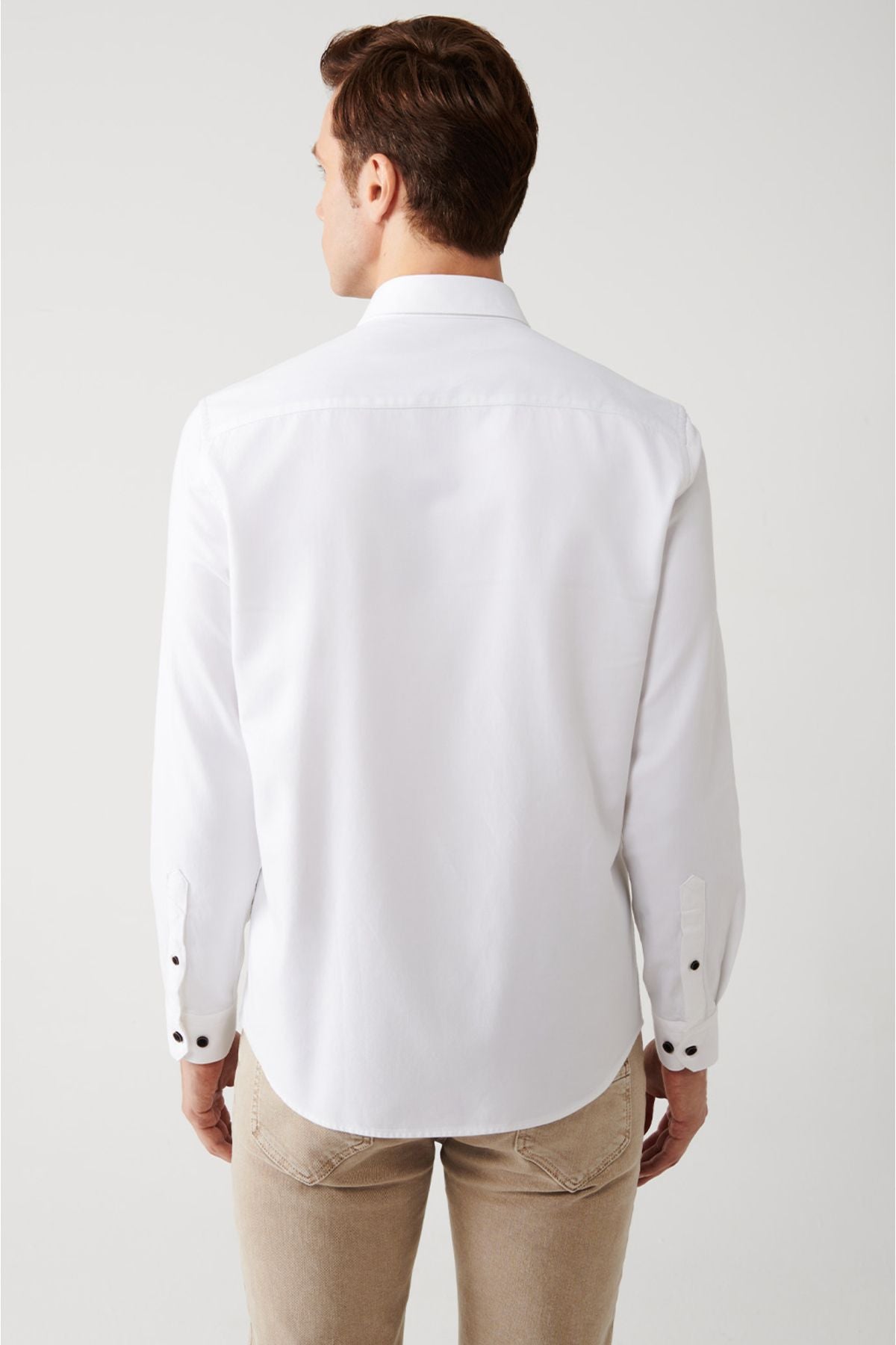 Men's White 100 %Cotton buttoned Neck Shirt A32Y2120