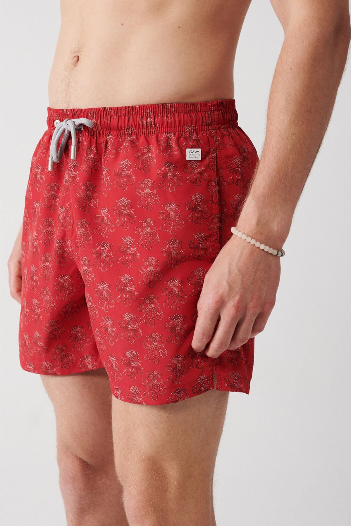 Red Fast Small Octopus Printed Standard Special Boxed Comfort Fit Mayo Sea Short