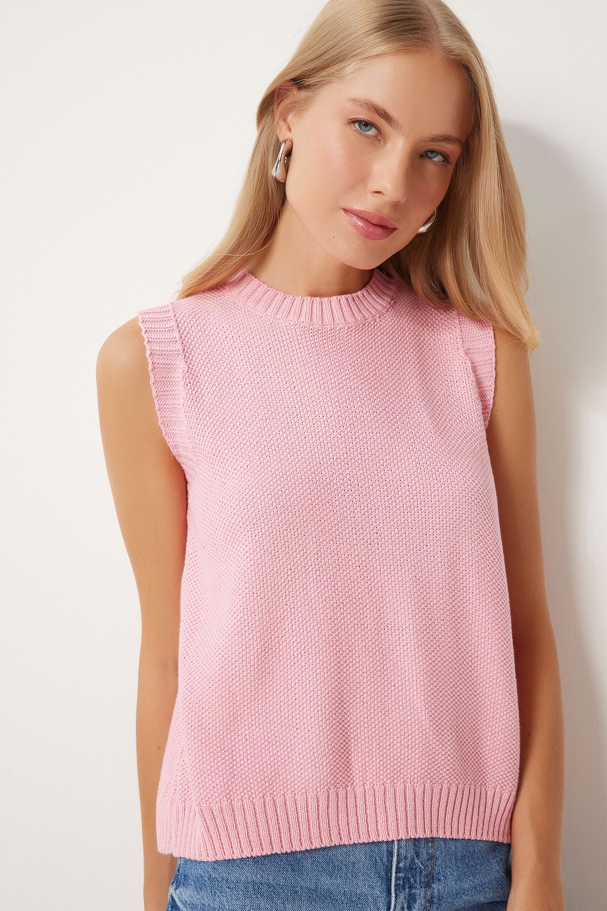 Woman Pink Back Décollette with bow knitwear blouse FN03317