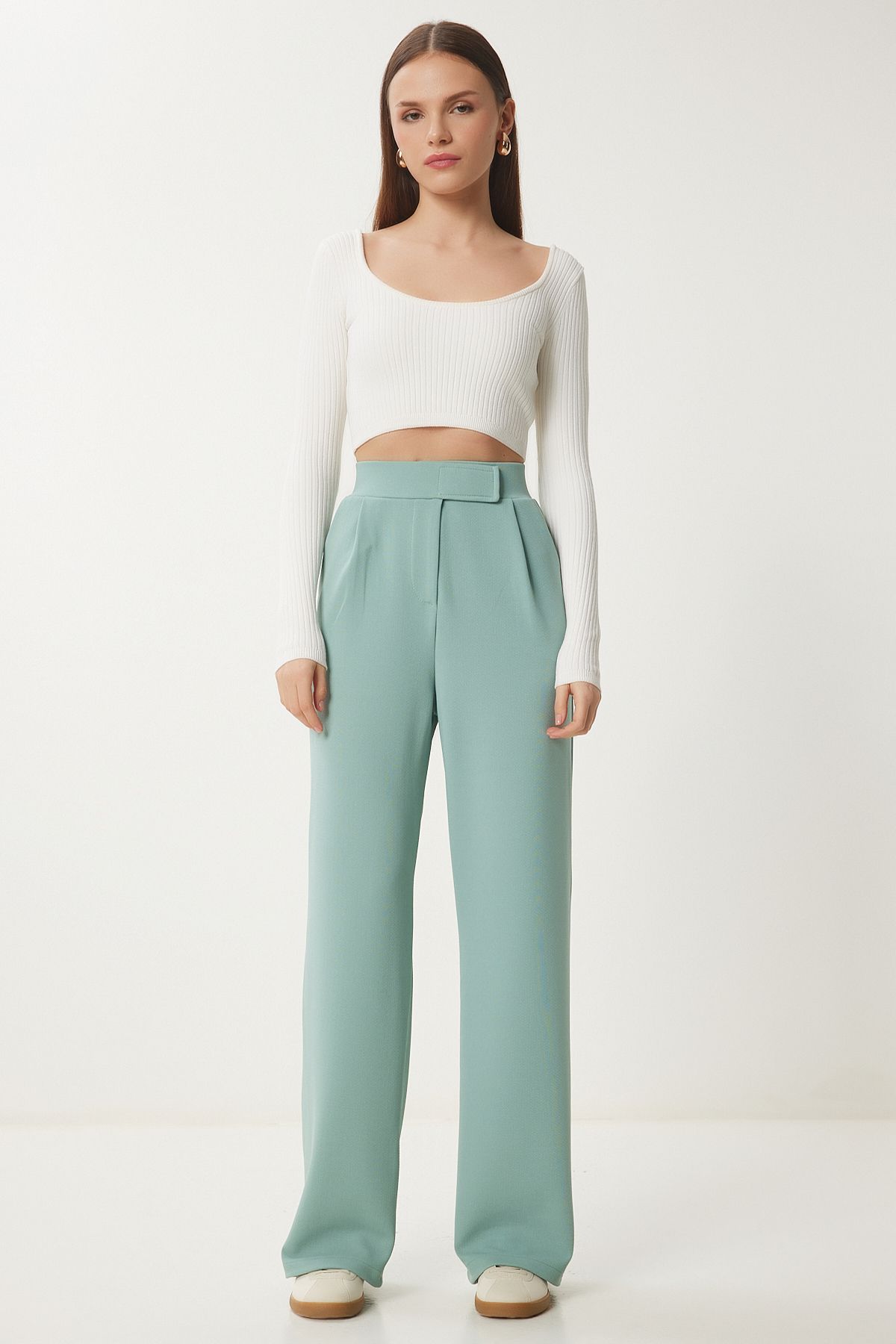 WOMEN'S WATER GREEN WAST WAST CAUTION CASHING WOOD Pants RV00150