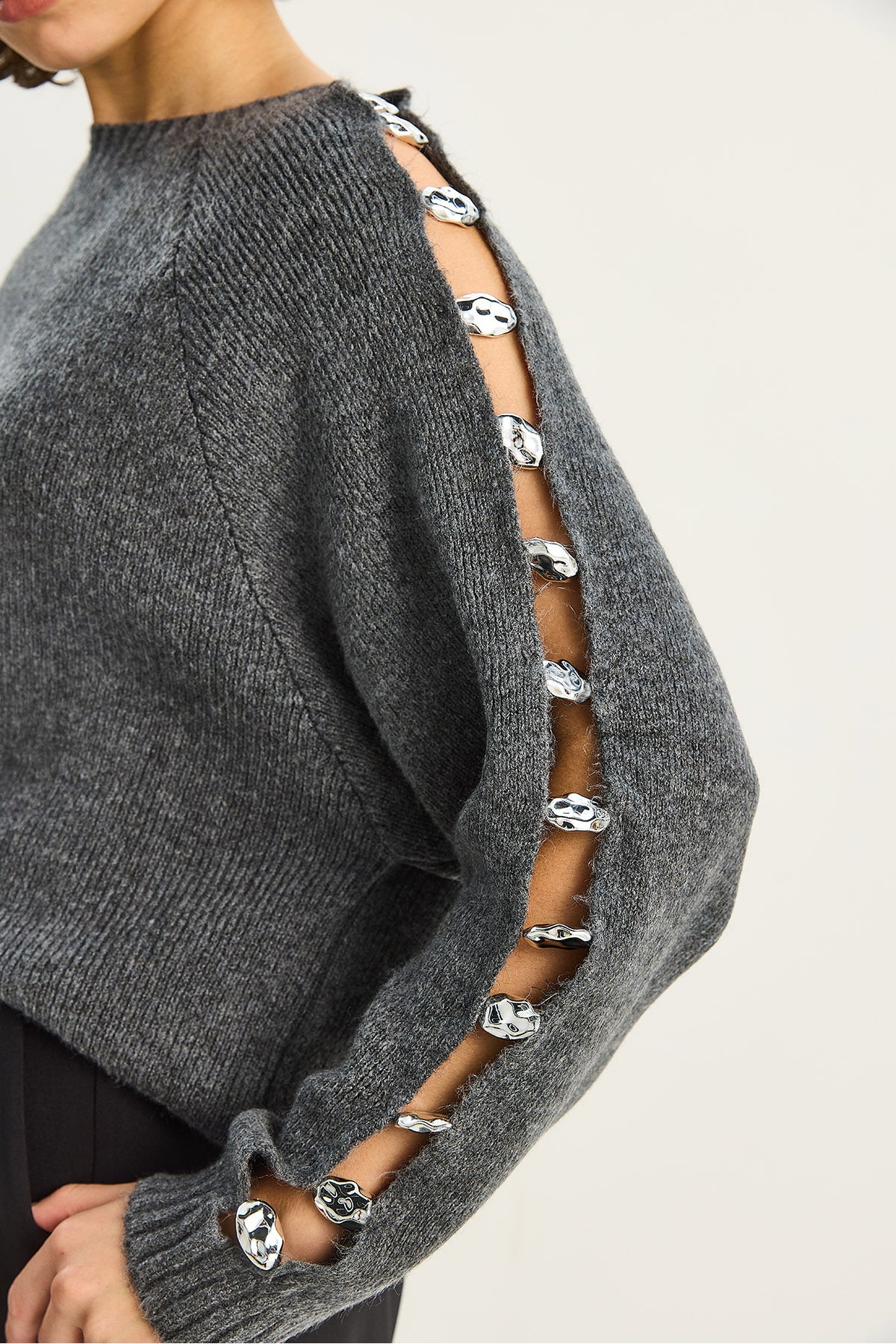 Women's Crew Neck Accessory Detailed Knitwear Sweater 4688 60283737