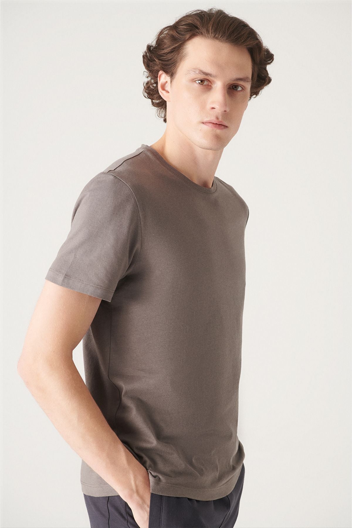 Men's anthracite 100 %cotton breathing bicycle collar T-shirt E001000