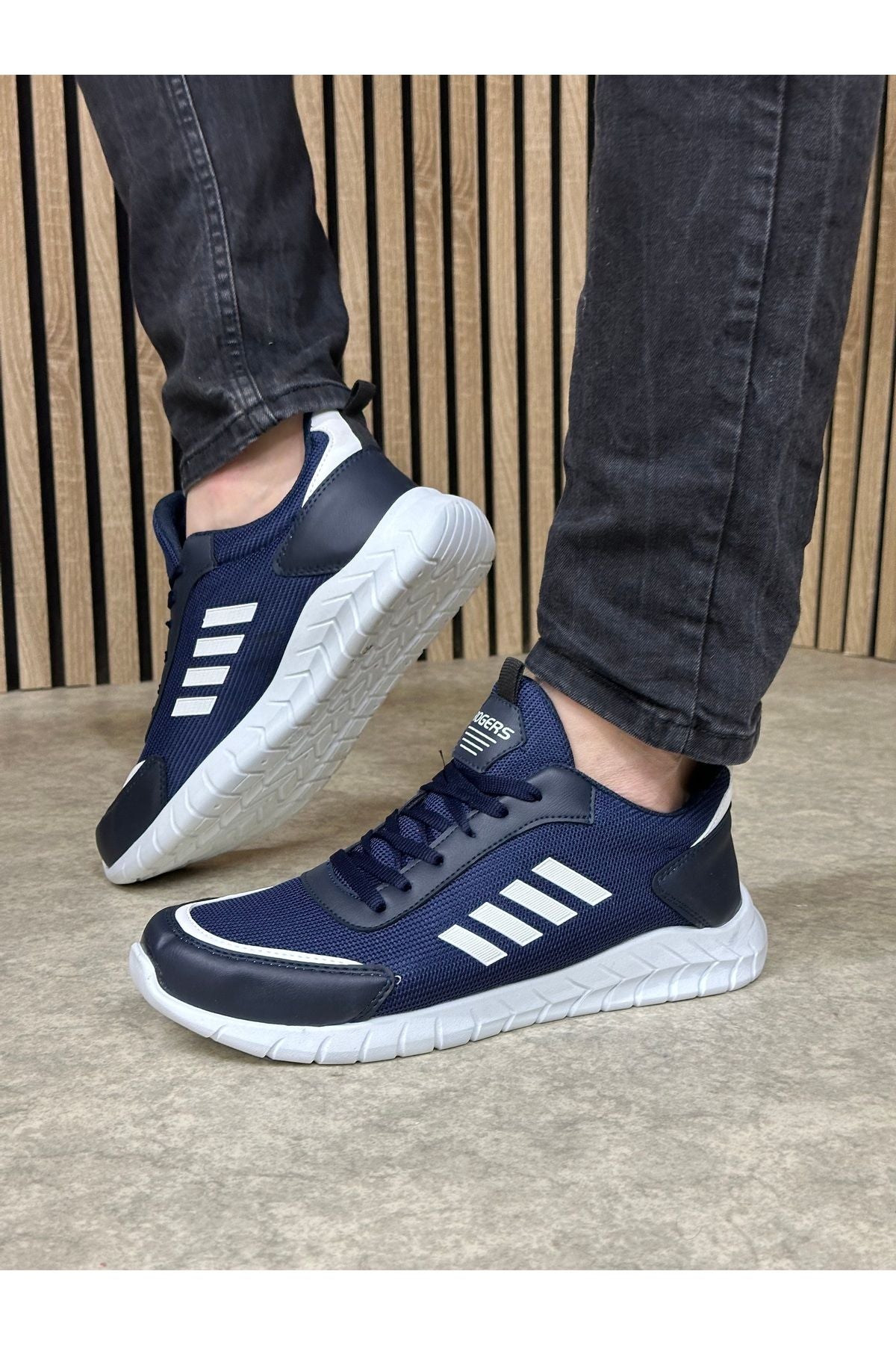 Daily Men's Navy Blue Sneaker Lacık with Laccik Casual Sewing Detailed Walking Sport Shoes 1453