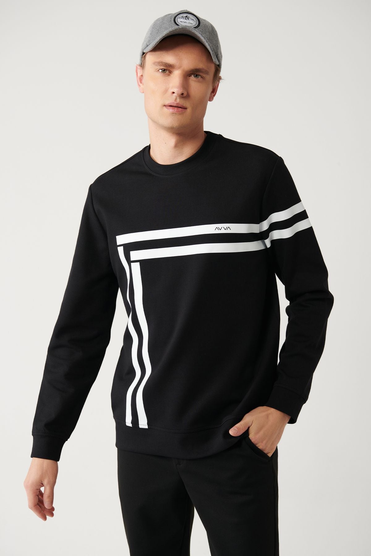 Men's Black Interlok Fabric Cycling Bike Sweatshirt A32Y1376