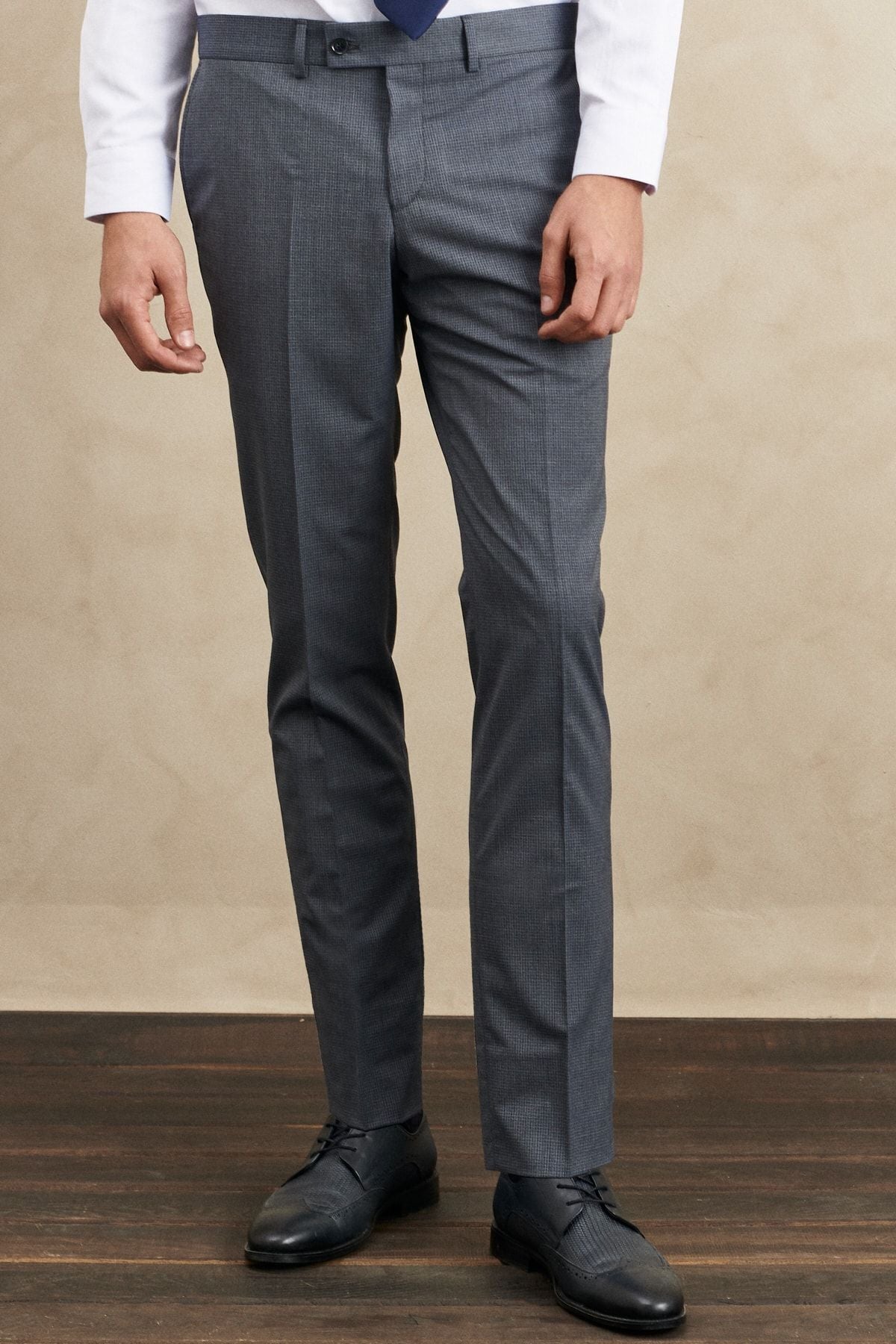 Men's navy blue-gray extra slim fit narrow-cut swallow collar classic suit