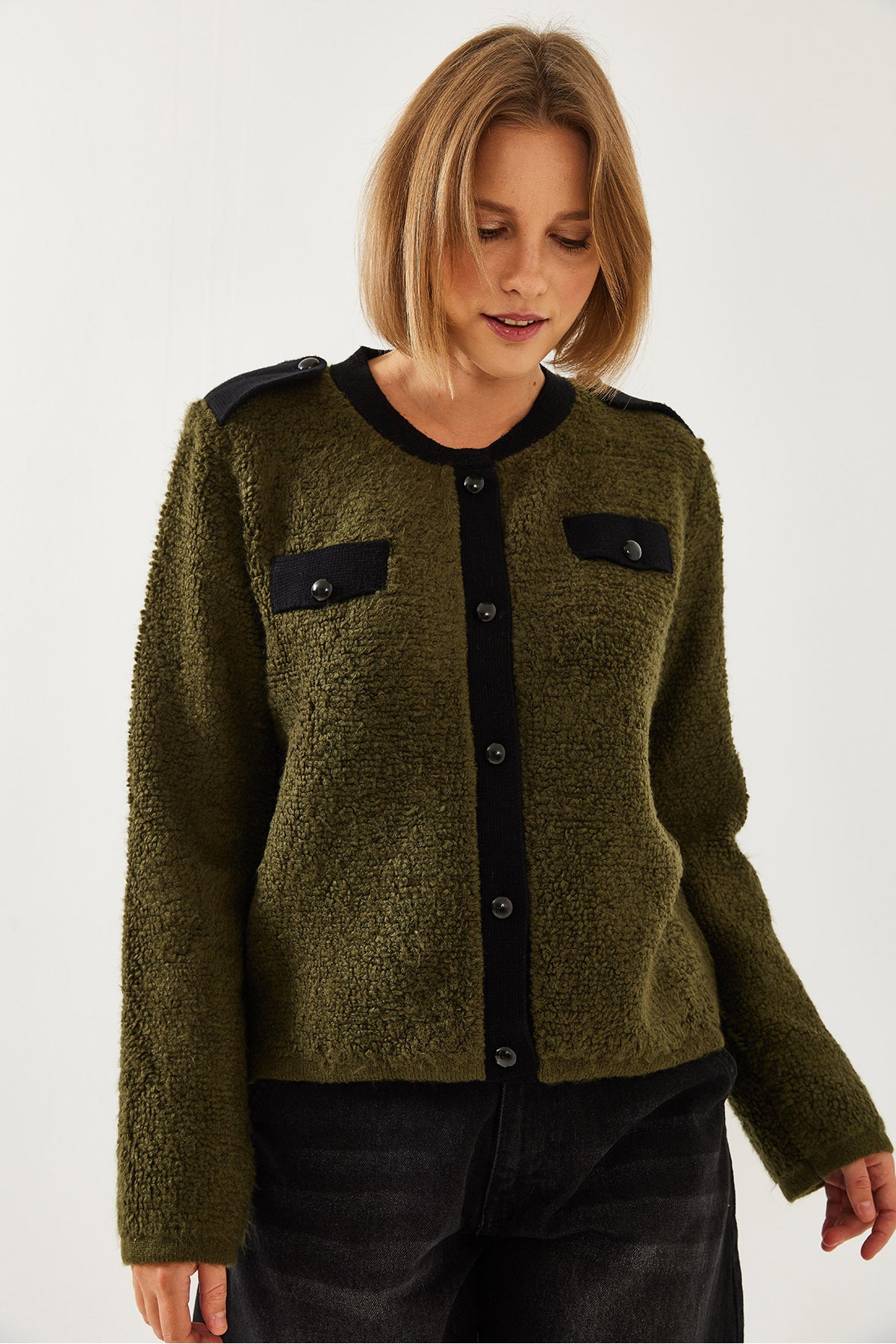 Women's Buttoned Pocket Cardigan 241055 60251983