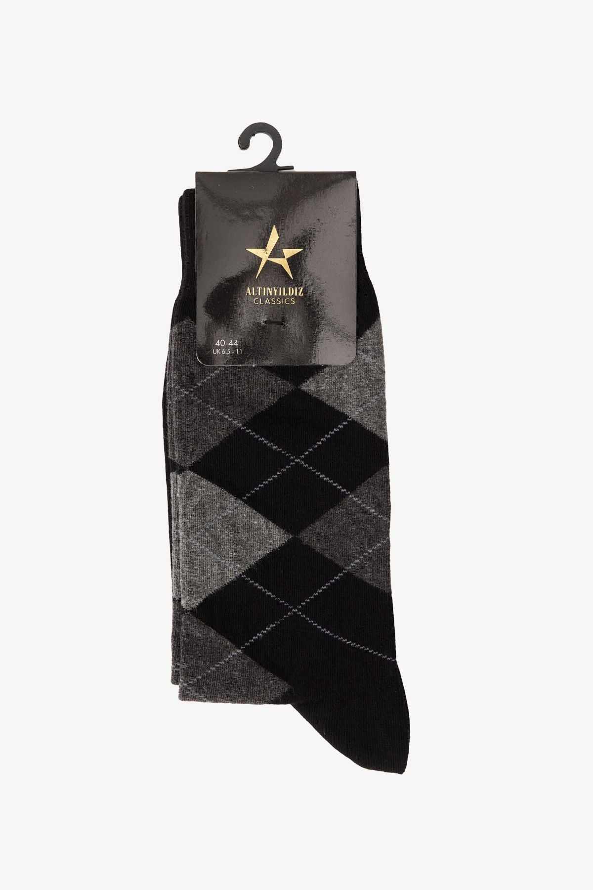 Men's Black-Antrasite Patterned Bambulu Society Socks