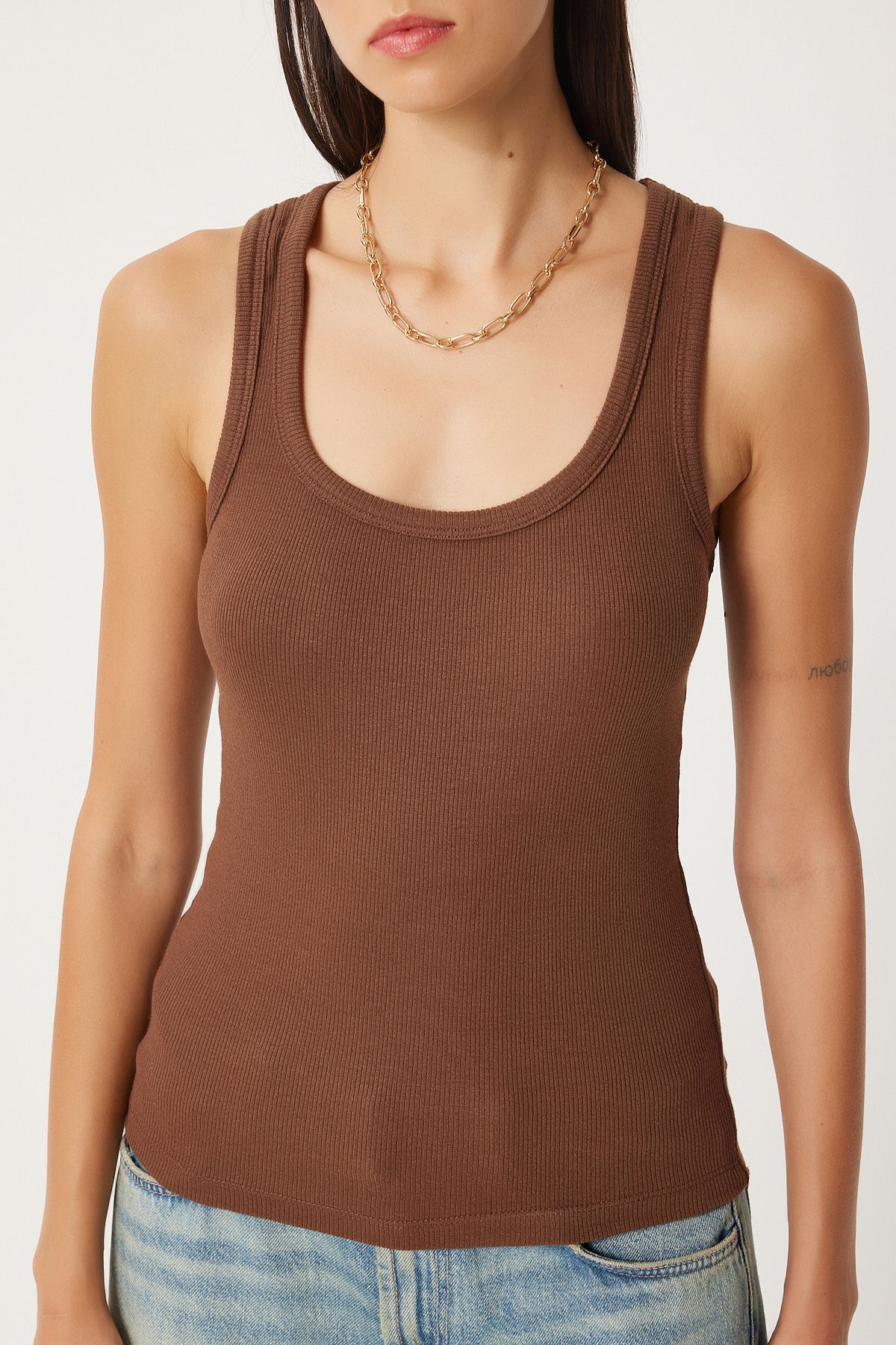 Female Brown White 2 Piece Wicks Thick Strap Knitted Athlete HJ00010