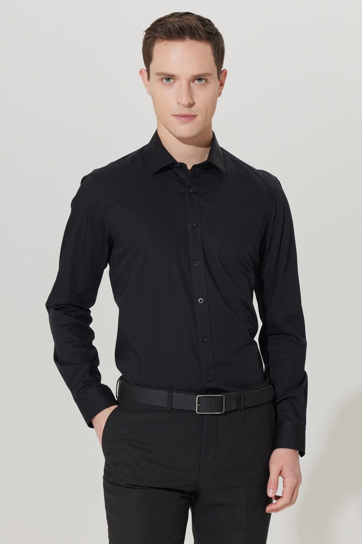 Non-Iron Slim Fit Narn Plain Non-Non-Non-Cotton Shirt