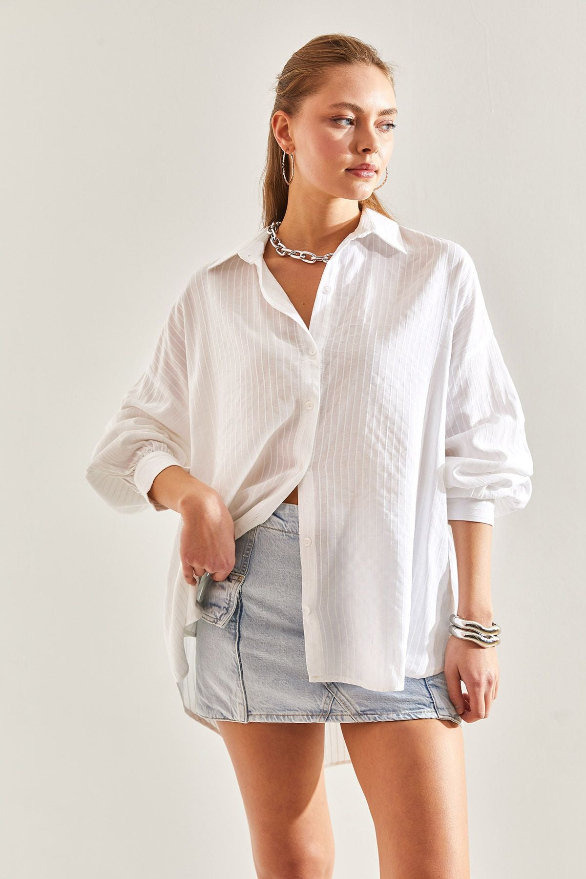 Female Jacquard Linen Shirt 60171028