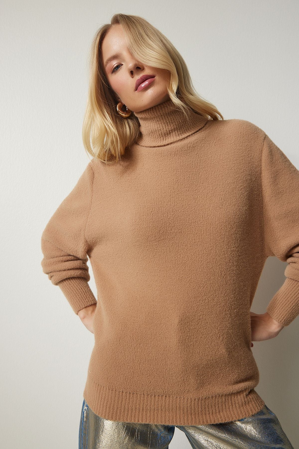 Female Biscuit Fisherman Collar Soft textured knitwear sweater MX00140