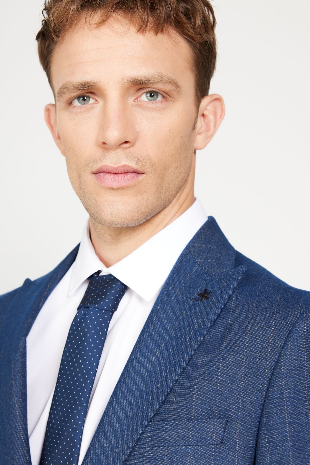 Men's Navy Extra Slim Fit Narnia Swallow Swallow Collar Striped Suit