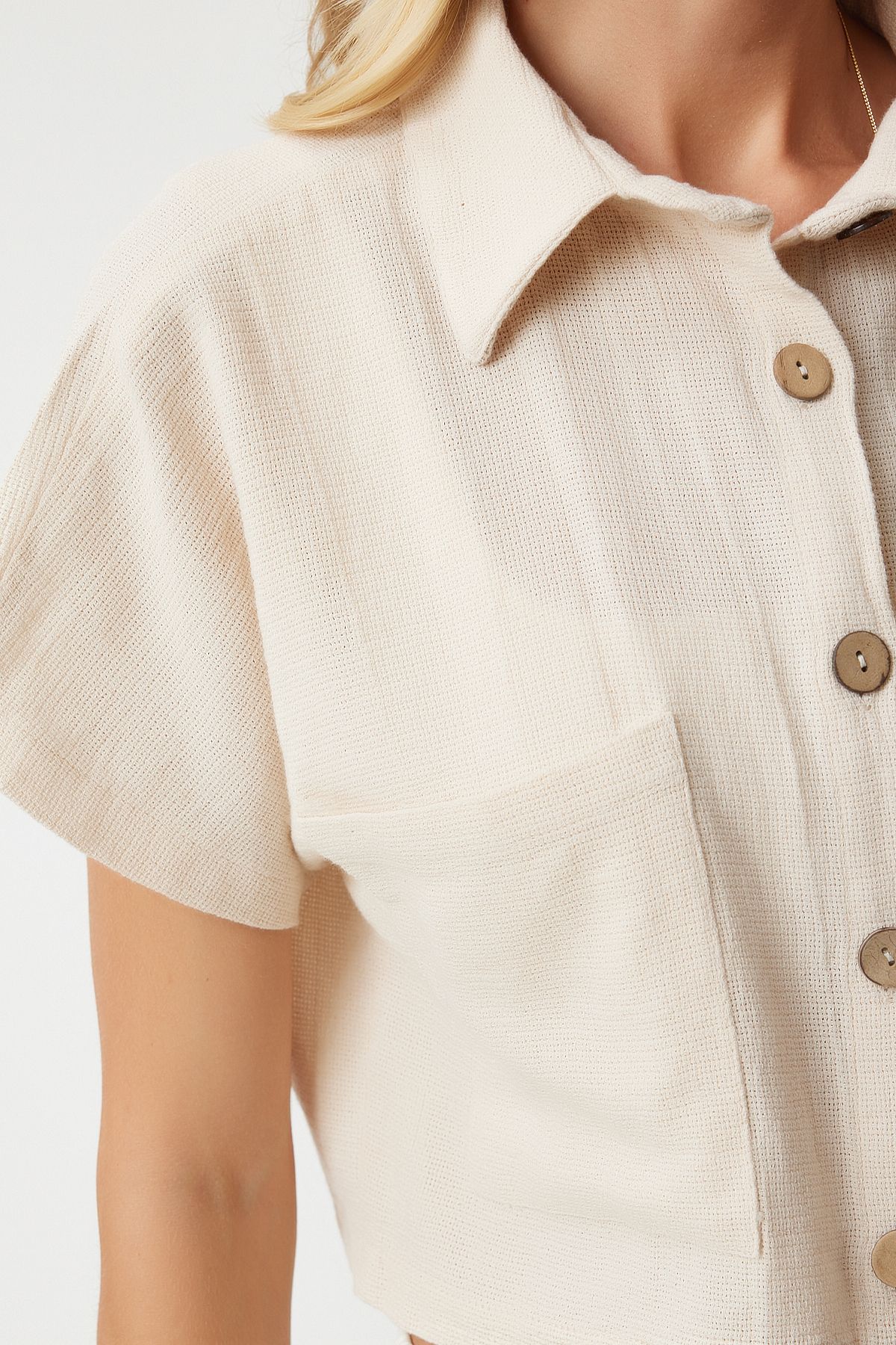 Women's Cream Wide Pocket Cottage Summer Bolero Jacket GP00004