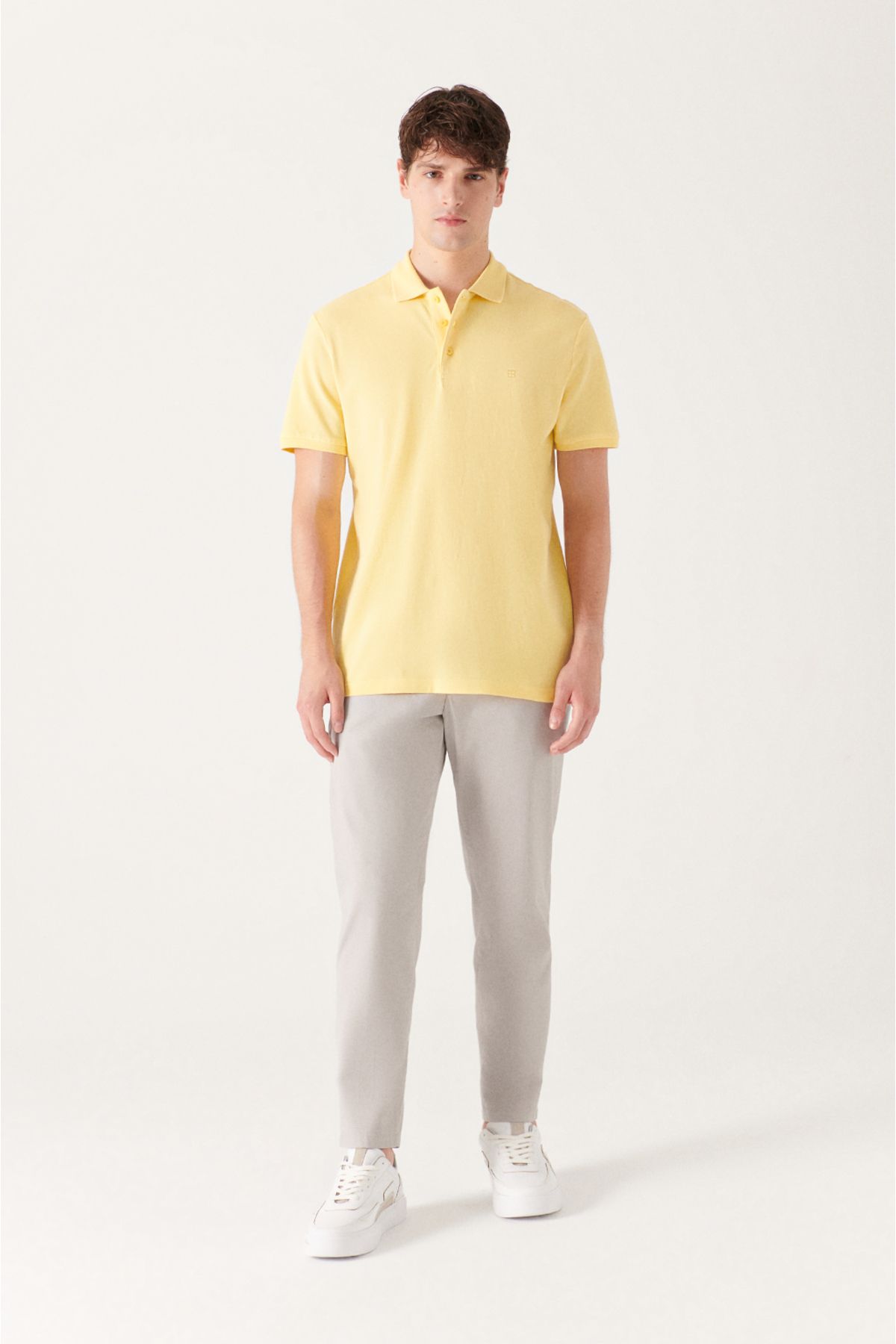 Men's yellow 100 %cotton cool, Polo Yaka T-shirt E001004