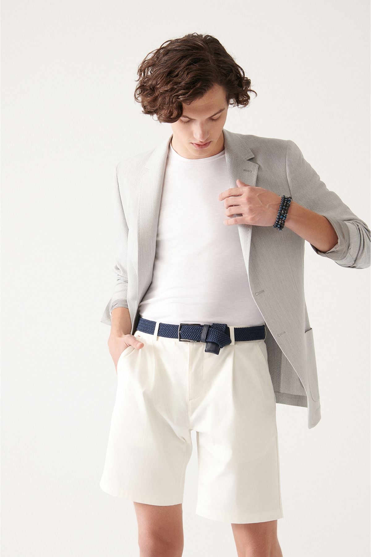 Men's gray wafer textured double slit jacket A31y4028