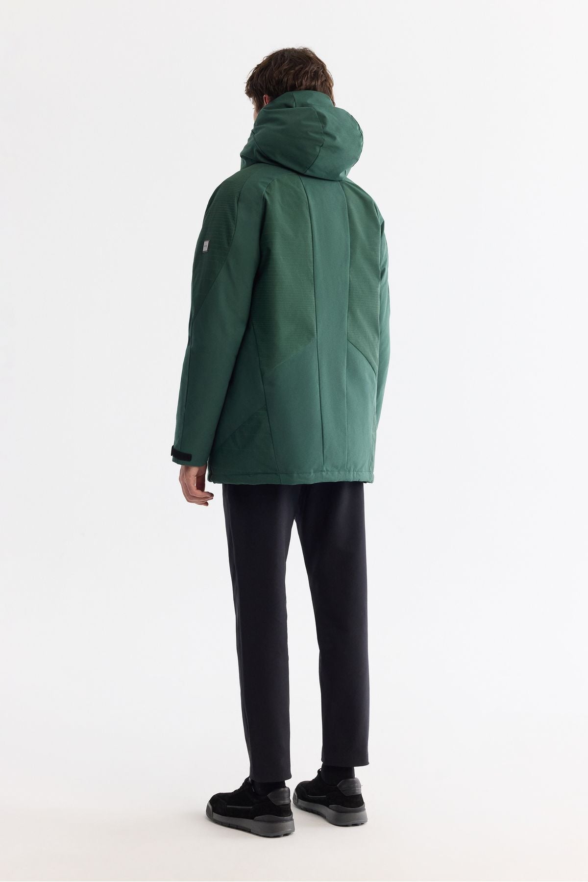 Men's green hooded water -driven windproof goose feather coat a42y6044
