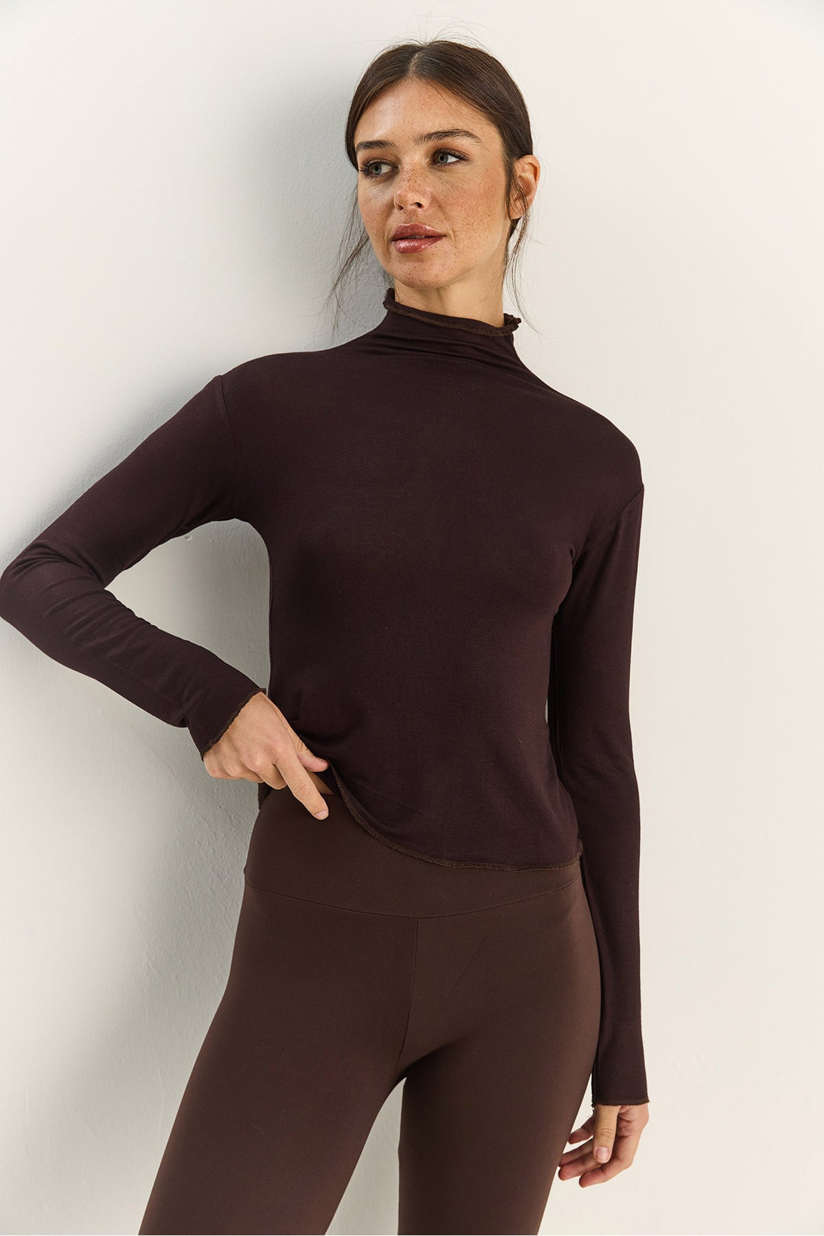 Women's Transparent High Collar Flexible Regular Length Knitted Blouse 6090 60283890