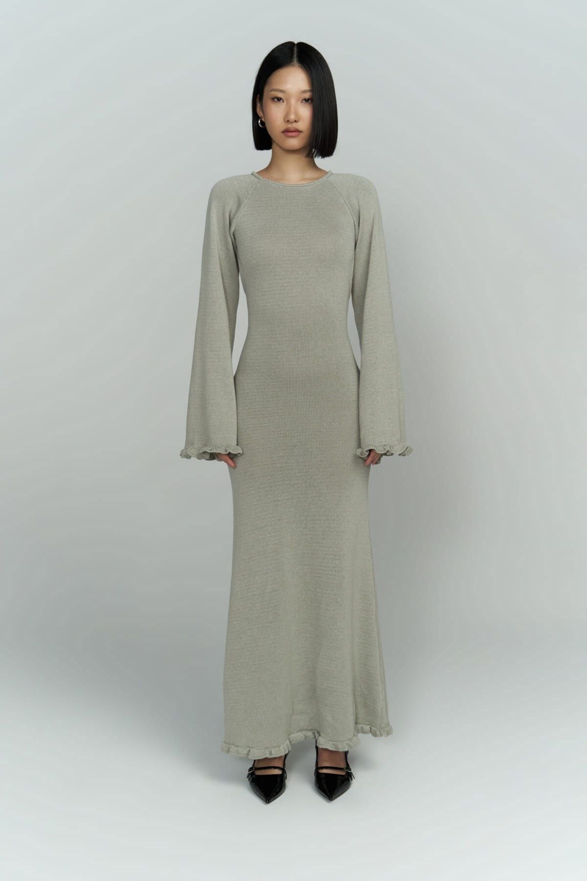Angela Back Décollette Gray Knitwear Dress