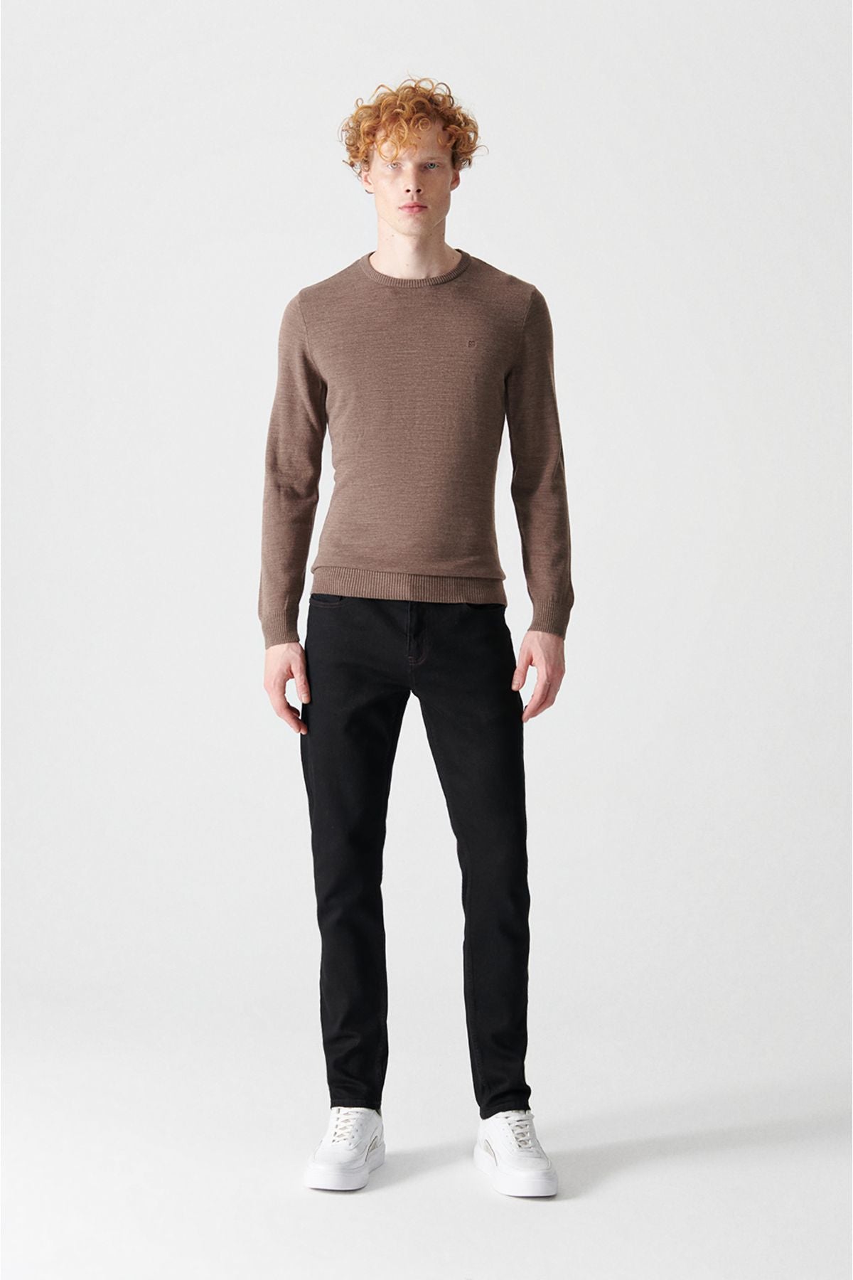 Men's mink bike collar feathered knitwear sweater E005000