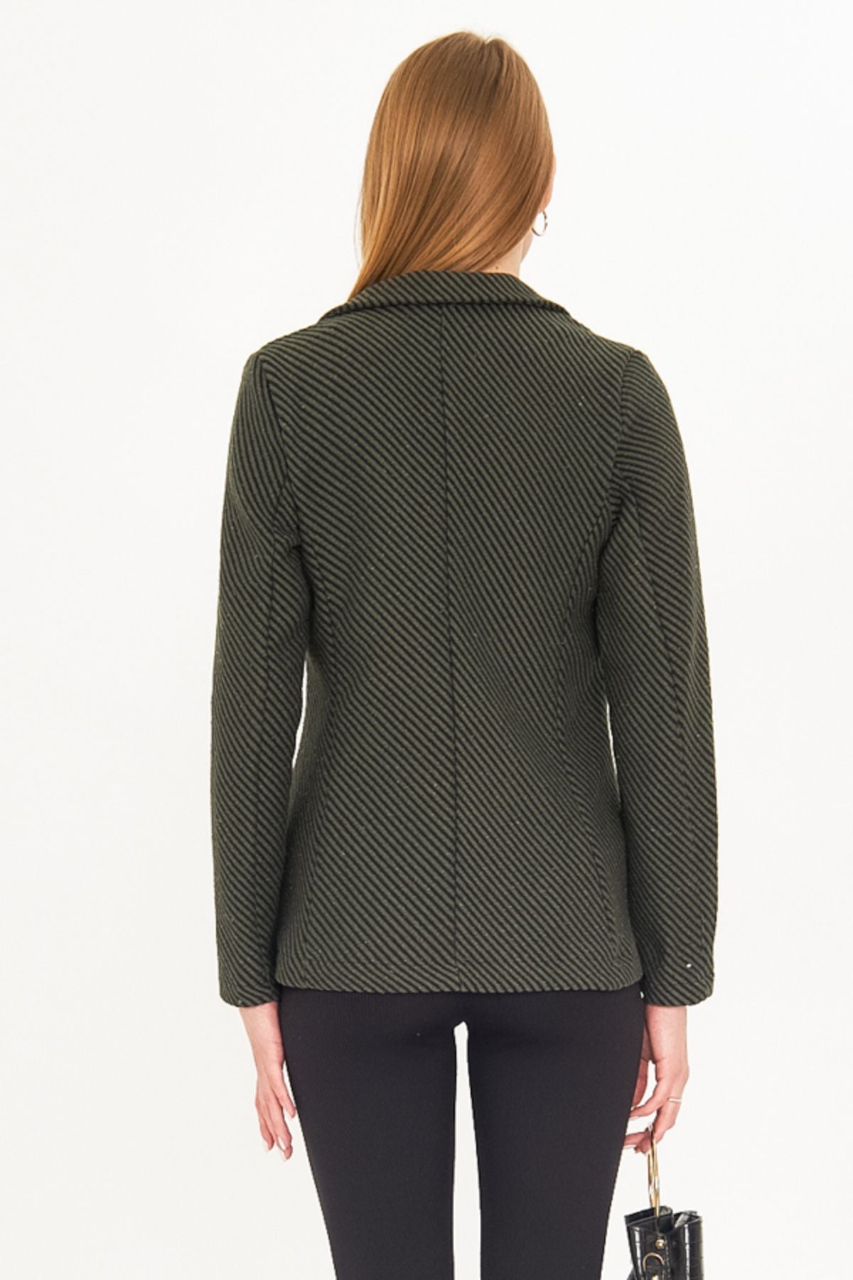 Four buttoned stamp jacket with female khaki line pattern ARM-24K001037