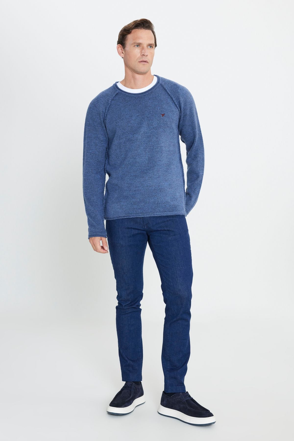 Men's Indigo Standard Fit Normal Cut Normal Cycling Cycling Soft textured knitwear sweater