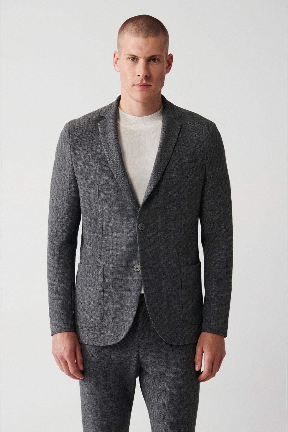 Men's gray 360 degree flexible double slit jacket A32Y4051
