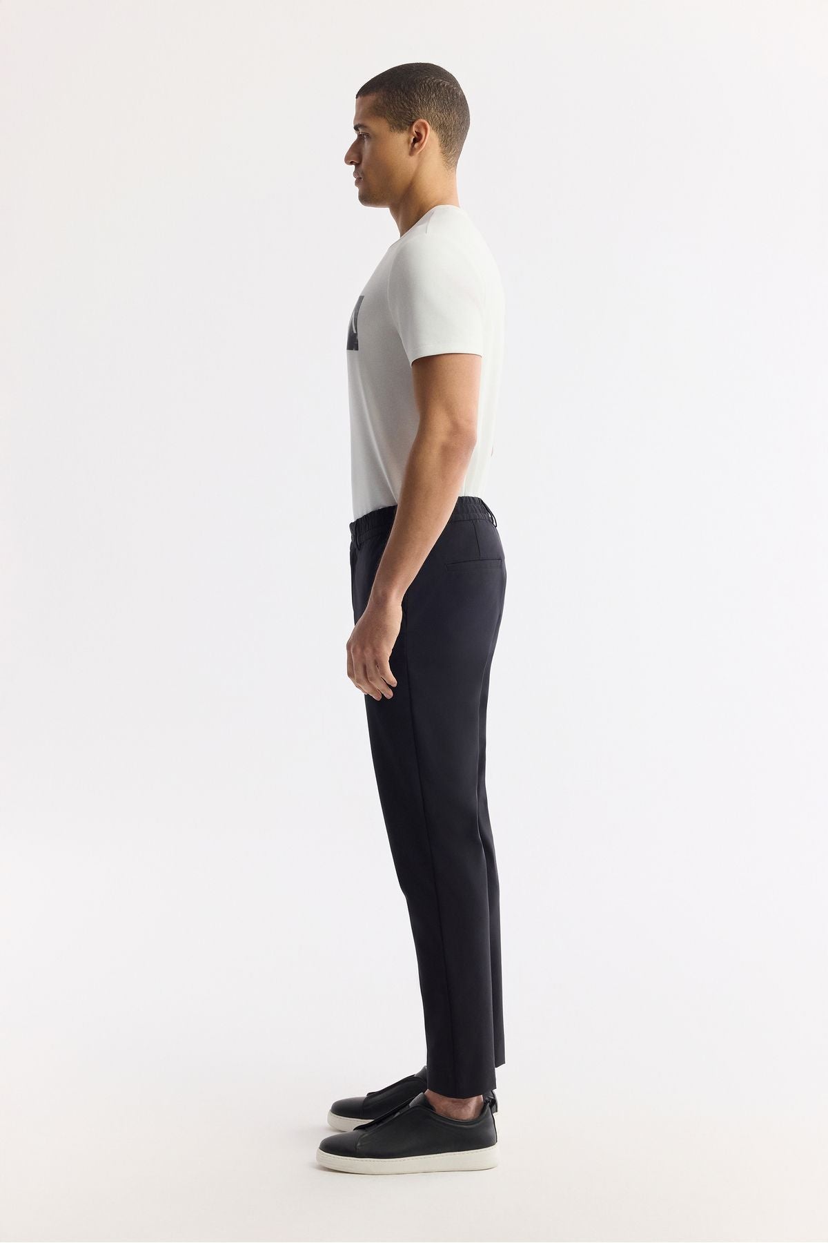Men's Black Side Teknik Fabric Nora Slim Fit Pants A51y3077