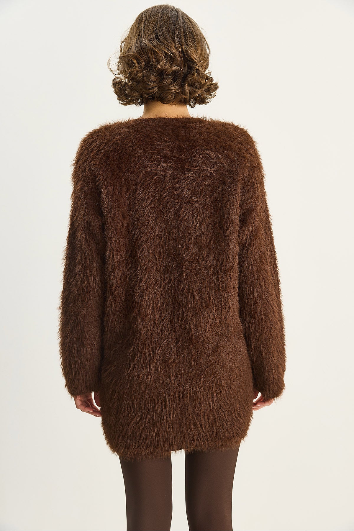 Women's Bearded Soft Textured Knitwear Cardigan with Tie Detail 9064 60283754